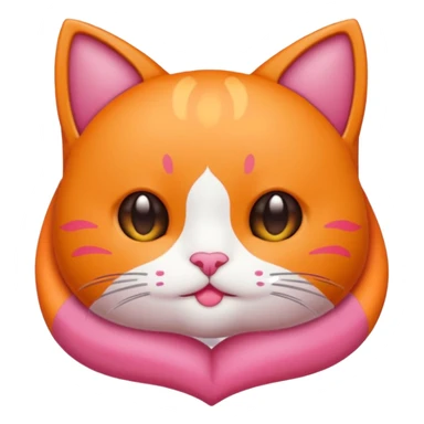 Gato naranja corazón rosa cuerpo entero kawaii sticker