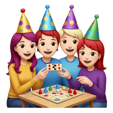 Four friends playing board game sticker