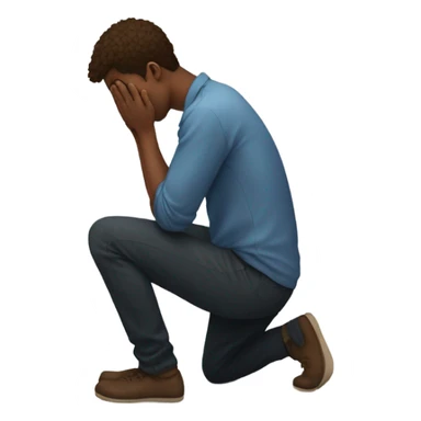 A person on their knees in despair, staring at the floor in defeat  sticker