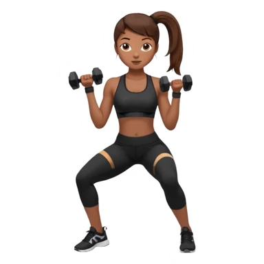 beautiful girl with brown hairs in sport wear in her hands is dumbbells sticker