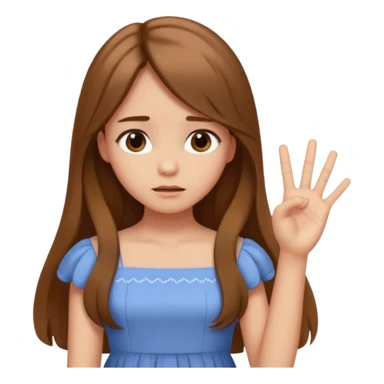 fake costumer loyalty, girl that doesn't care, she is like whatever, brown long hair, cute dress and her hand showing like i dont care whatever, make her look little bit bored sticker