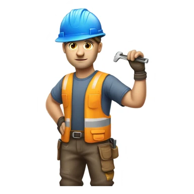 blue collar worker photorealistic serious sticker
