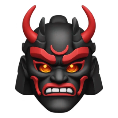 samurai oni mask red, black, like sticker