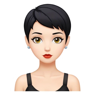White woman with pixie black hair style sticker