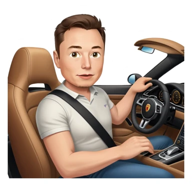 Elon Musk driving a Porsche  sticker