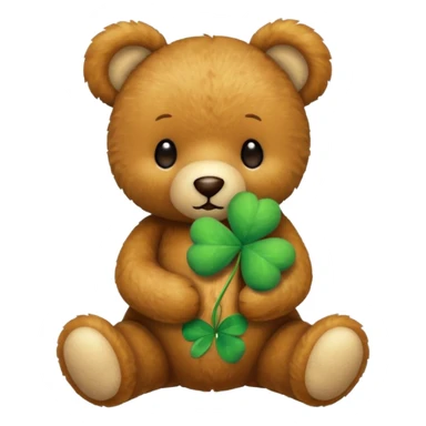 Colour Teddy with four-leaf clover sticker