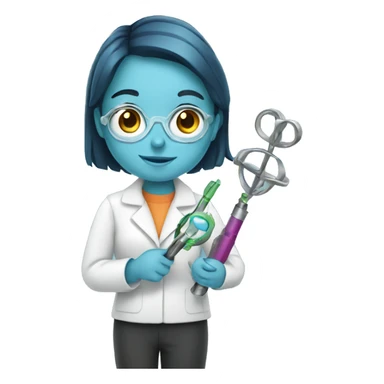 Girl with a scientist tool in hand sticker