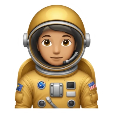 an astronaut without helmet and having golden suit sticker