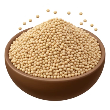 quinoa grains, small scattered pile, tiny round, ivory to beige, dry and smooth, semi-glossy, 3D clean style, optimized for emoji size sticker