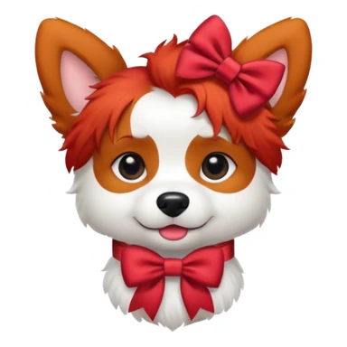 very red haired white dog with a bow on hair sticker