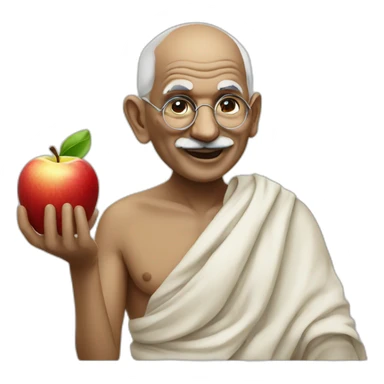 Gandhi eating an apple and winking sticker