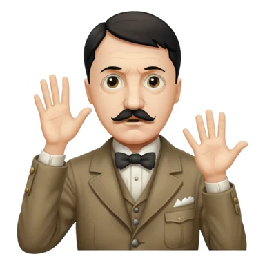 Adolf hitler with a Charlie Chaplin mustache throwing up CK sticker