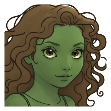 Girl with curly brown long hair and brown eyes  sticker