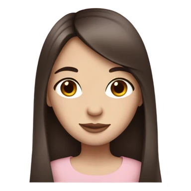 pink Parisian brunette girl long dark straight hair and brown eyes and pale skin  sticker