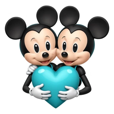 Mickey and Minnie with a teal blue heart  sticker