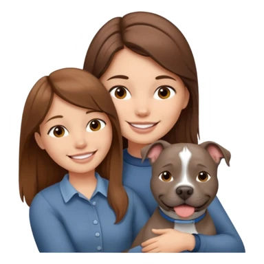 Grey pitbull with Brown haired Girl  sticker