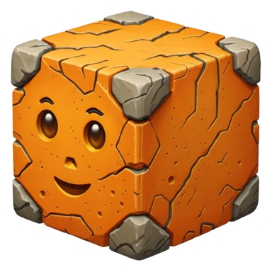 american-orange-intricate-stone-age-rocky-cube-shaped sticker