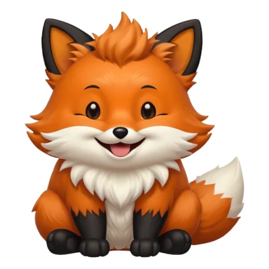 Floofy the Creampuff fox blackish away laughing, chubby. Black paws orange color sticker