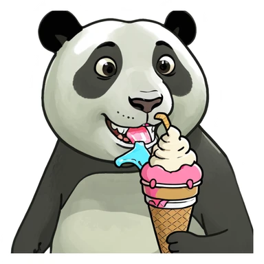 Panda eating ice cream sticker