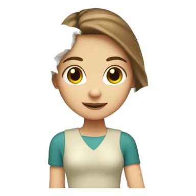 White girl with brown hair carrying a small palm tree sticker