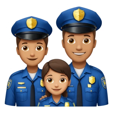 A proud dad who is proud of his children and is a police officer one of the kids is a 11 year old girl and a 9 year old boy and the girl is taller than the boy and the boy is short sticker