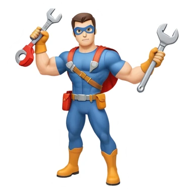 HVAC repairman superhero action figure sticker