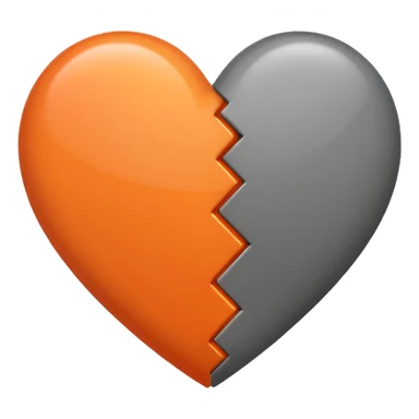 Make a half gray and half orange heart emoji (left is gray and right is orange) sticker