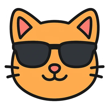 cat wearing sunglasses color icon sticker