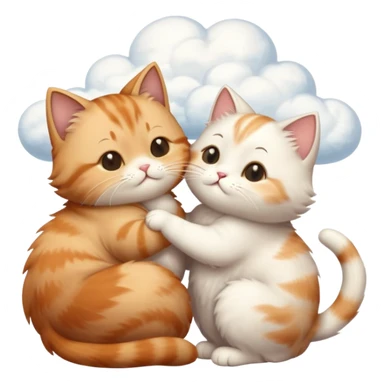 Cats kiss each other and a cloud flies above them with the phrase tsem sticker