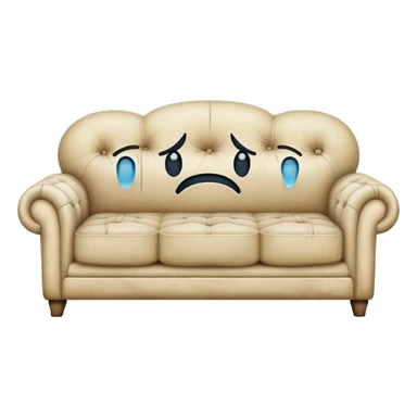 A couch with a face that is crying tears and looks sad sticker