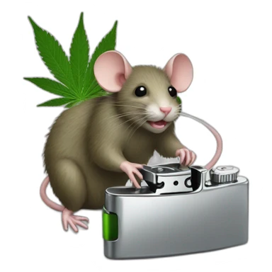 Cannabis rat stealing lighter sticker