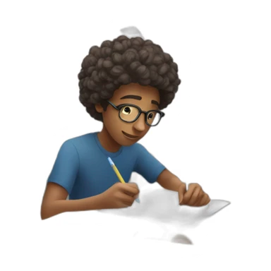 a student writes an exam with a mobile phone in his hand sticker