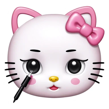  hello Kitty SANRIO holding an eyelash mascara spoolie sticker