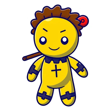 black and yellow voodoo doll sticker