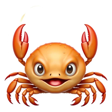 Cinematic Comical Baby Crab Portrait Emoji, Head tilted dramatically with an exaggeratedly shocked expression, featuring a tiny, vibrant carapace with wide, comically expressive eyes full of playful disbelief and miniature, animated pincers, Simplified yet hilariously expressive features, highly detailed, glowing with a slightly sassy coastal glow, high shine, dramatic yet playful, stylized with an air of cheeky seaside mischief, soft glowing outline, capturing the essence of a meme-worthy baby crab that looks ready to pinch its way into viral fame! sticker