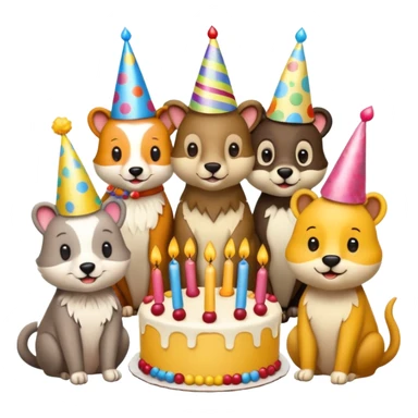 des animaux fêtent un anniversaire sticker