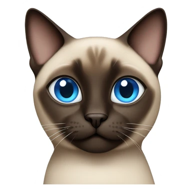dark brown and fat siamese cat with blue eyes sticker