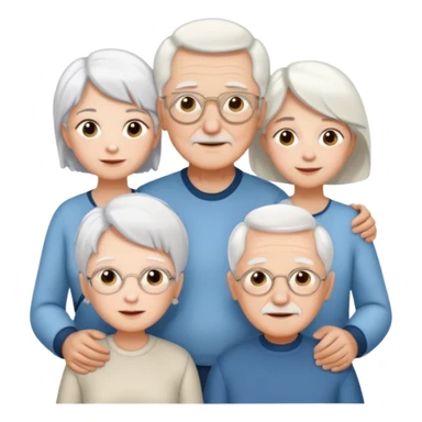 All white grandma and grandpa with 2 girls and 2 boys sticker