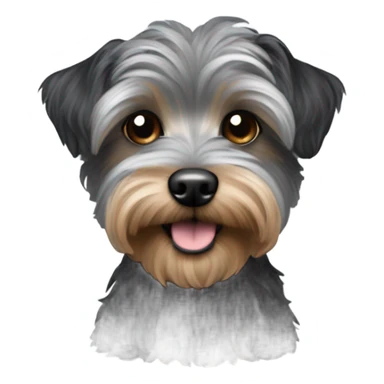 Grey and black yorkiepoo sticker