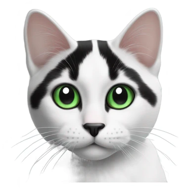 Black and white Cat with green eyes and a black nose white paws sticker