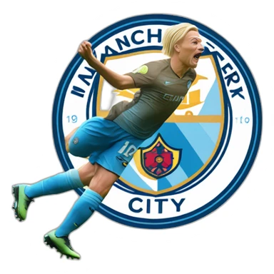 Haaland scoring a goal and the ball being the Manchester City logo sticker