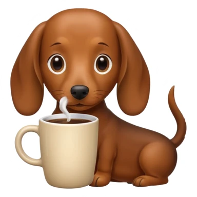 dachshund drinking morning coffee  sticker