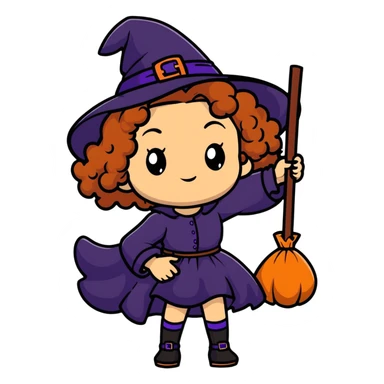 witch with caramel brown curly hair sticker