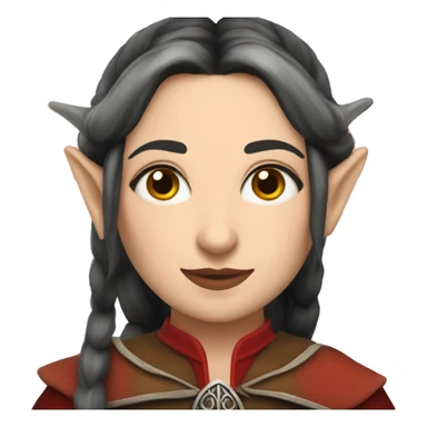A Queen of LOTR elfs with red and black striped hat sticker