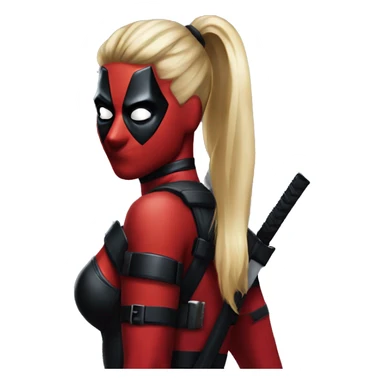 ponytail blond lady deadpool one mask sticker