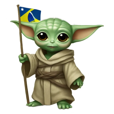  Baby Yoda holding the Brazilian flag sticker
