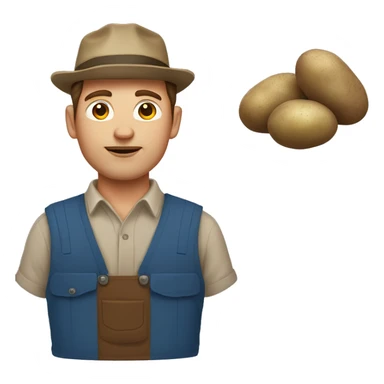 White male brown hair Potato farmer sticker