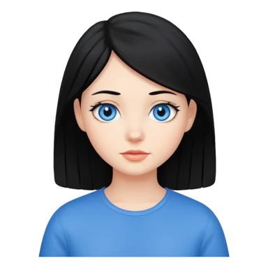 Emoji chica pelo negro ojos azules  sticker