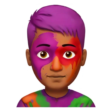 indian man with fair complexion, a fade haircut, no mustache, no beard, with holi col sticker