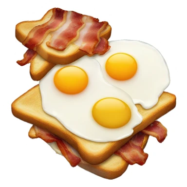“Two fried eggs, crispy bacon, and buttered toast on a plate.” sticker